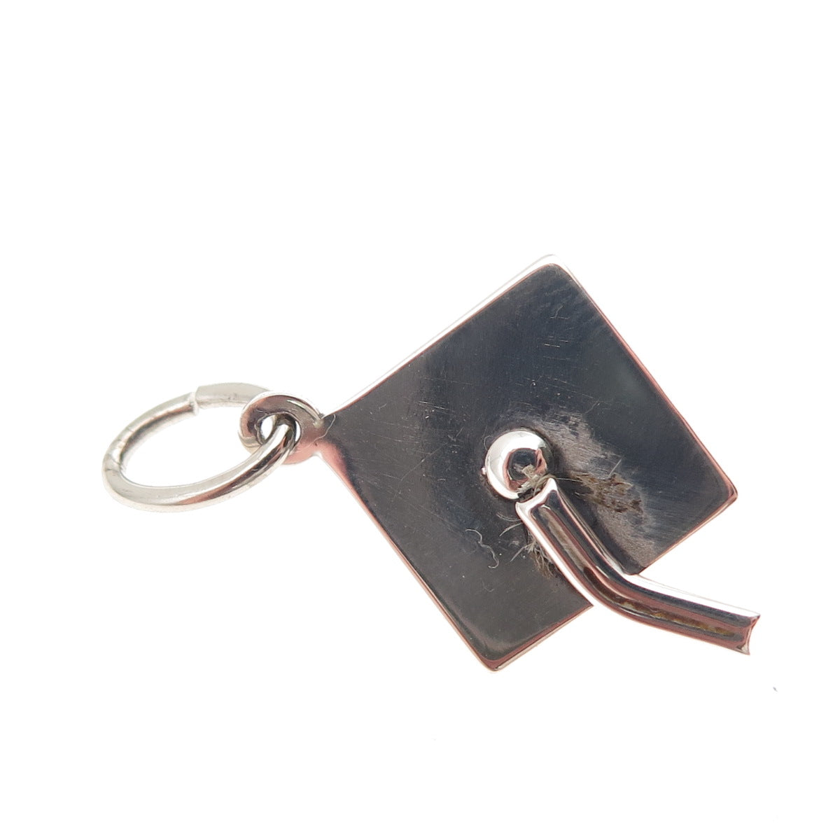 Beau 925 Sterling Silver Vintage Graduation Hat 3D Mini Charm Pendant