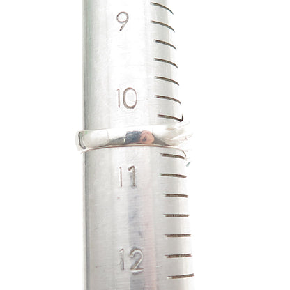 925 Sterling Silver Vintage Real Turquoise Modernist Ribbed Ring Size 10.75