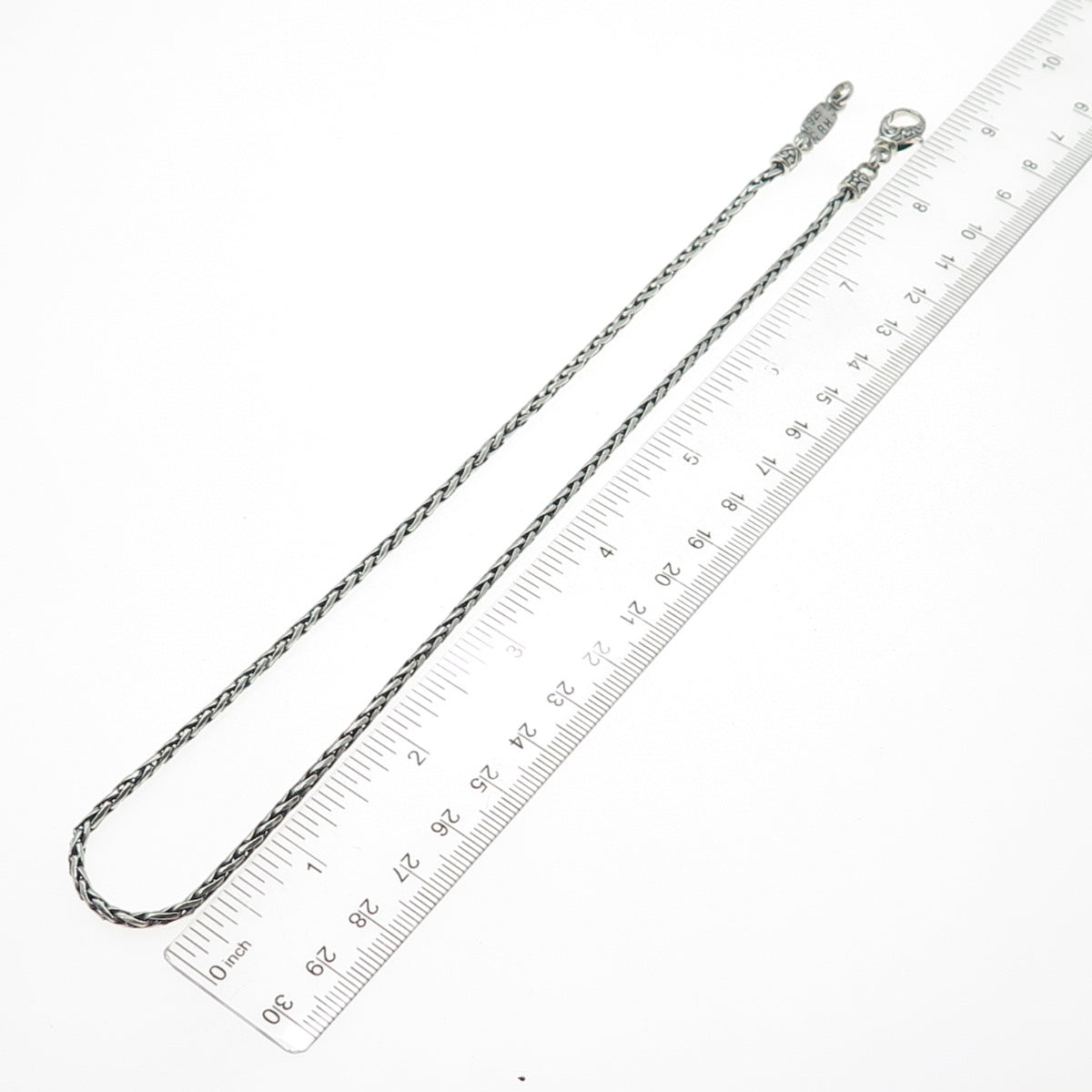 EFFY 925 Sterling Silver Vintage Spiga Chain Oxidized Necklace 18"