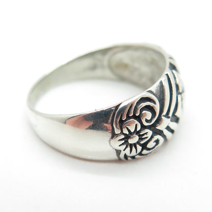 CHARLES WINSTON 925 Sterling Silver Vintage Flower Oxidized Ring Size 7.75