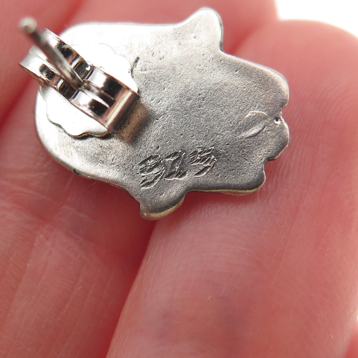 925 Sterling Silver Vintage Real Tourmaline Star of David Hamsa Judaica Earrings