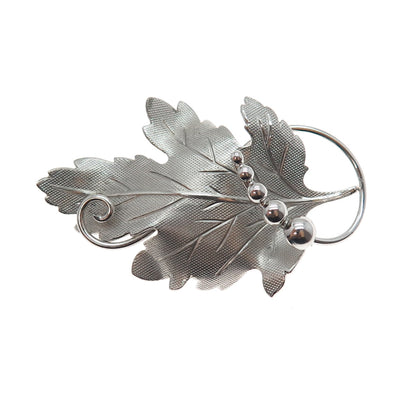 CARL ART 925 Sterling Silver Antique Art Deco Floral Leaf Pin Brooch