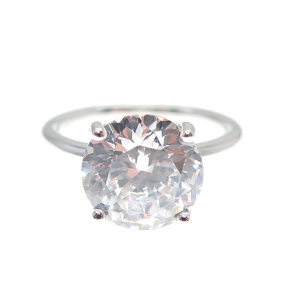 DSMK 925 Sterling Silver Round-Cut Shaped C Z Engagement Ring Size 6.25