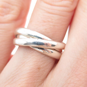 925 Sterling Silver Vintage Mexico Interlocked Trinity Band Ring Size 5.75