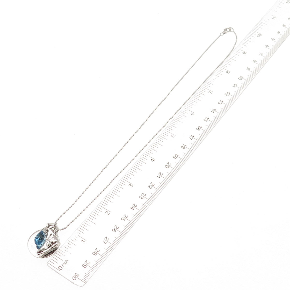 925 Sterling Silver Blue C Z Run Club Charms Beaded Chain Necklace 18"