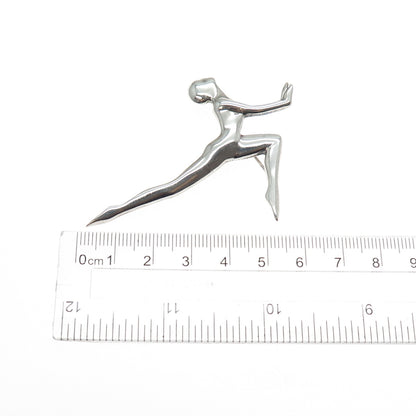 925 Sterling Silver Vintage Mexico Gymnastic Modernist Pin Brooch