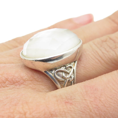 WHITNEY KELLY 925 Sterling Silver Vintage Real MOP Chain Ring Size 10.25