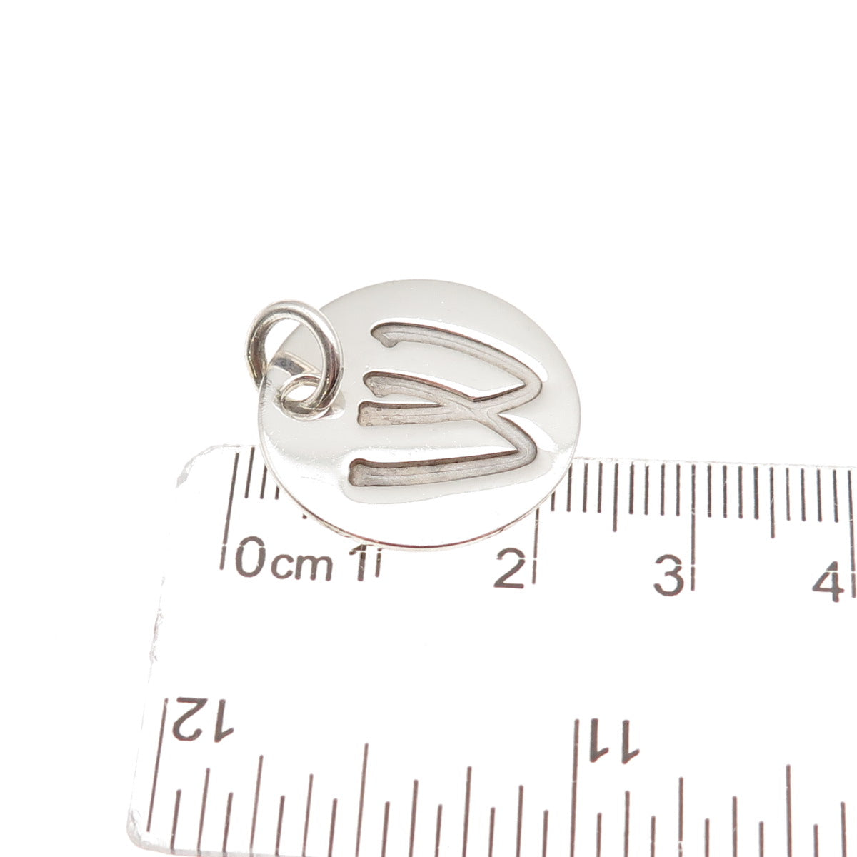 925 Sterling Silver Vintage Letter W Initial Round Tag Charm Pendant