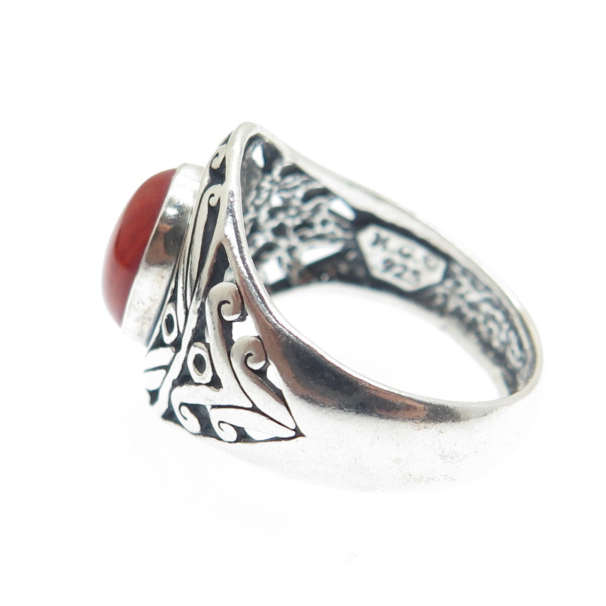 MG MICHAEL GOLAN 925 Sterling Silver Vintage Red Jasper Ethnic Ring Size 7.25