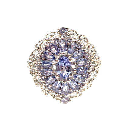 Chuck Clemency 925 Sterling Silver Real Multi-Cut Tanzanite Ring Size 8.25