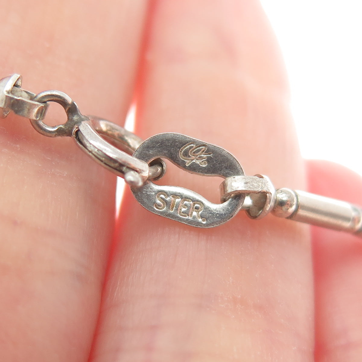 CAROLYN POLLACK Sterling Vintage Real Denim Lapis Beaded Anklet / Bracelet 10"