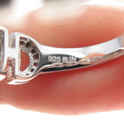 925 Sterling Silver Real Round-Cut Champagne Diamond Anchor Link Ring Size 6.25