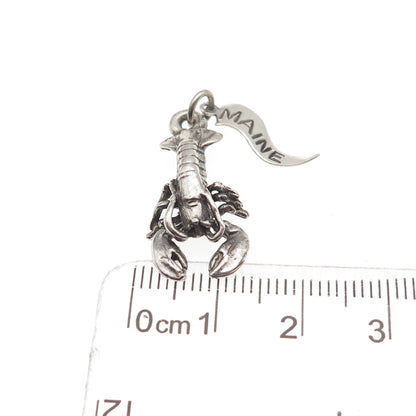 Pacific Jewelry 925 Sterling Silver Vintage Lobster Maine State Charm Pendant