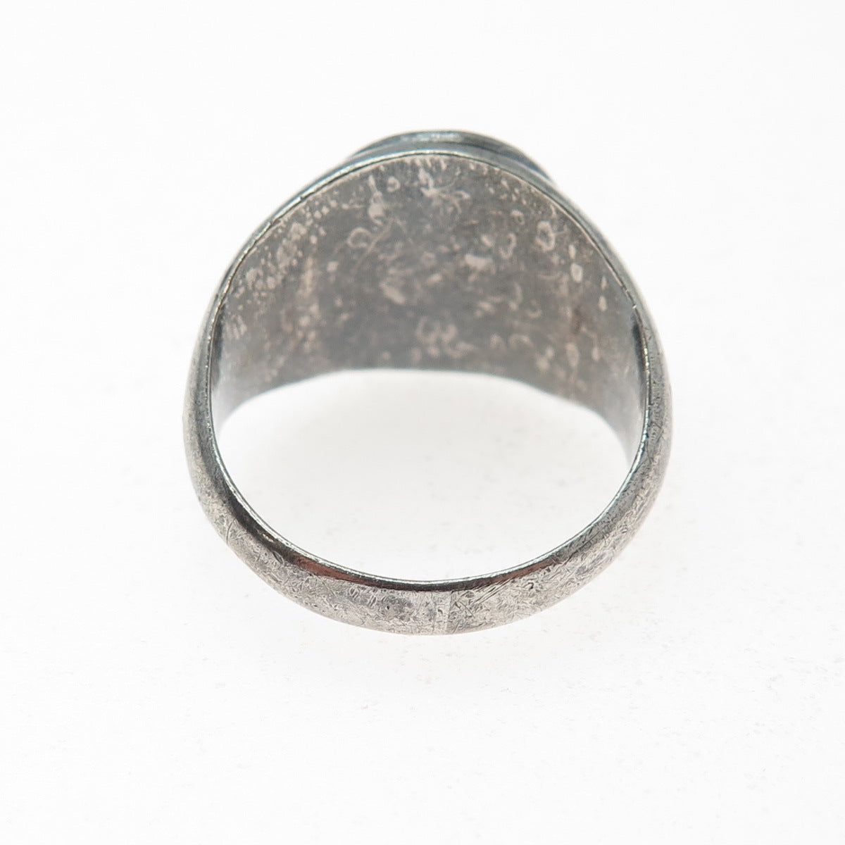 925 Sterling Silver Vintage Coat of Arms of Navarre Oxidized Signet Ring Size 10