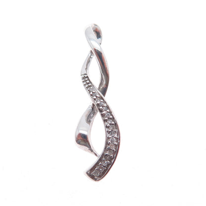 JANE SEYMOUR 925 Sterling Silver Real Diamond Twisted Ribbon Slide Charm Pendant