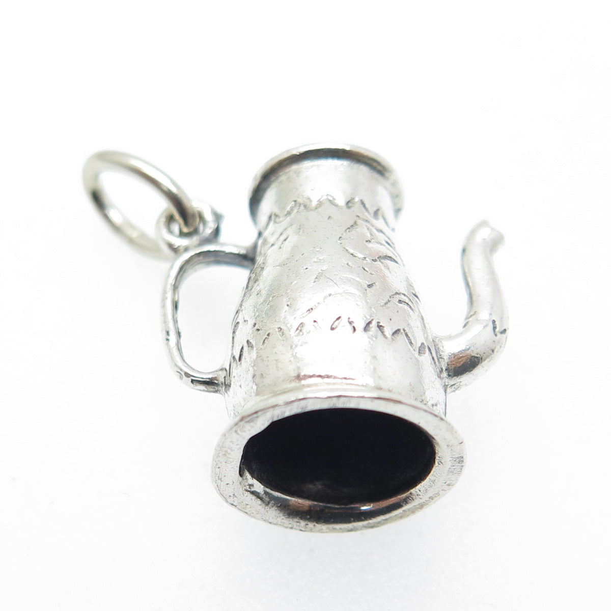 JEWELART 925 Sterling Silver Vintage Coffee Pot 3D Charm Pendant