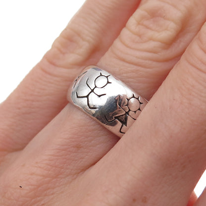 925 Sterling Silver Vintage XOX Hugs & Kisses Couple Oxidized Ring Size 6.25