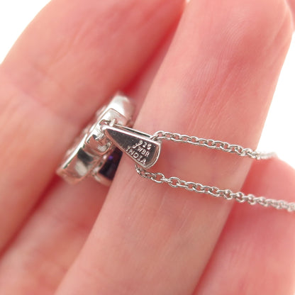 Jane Seymour 925 Sterling Real Diamond & Amethyst Heart Key Chain Necklace 18"