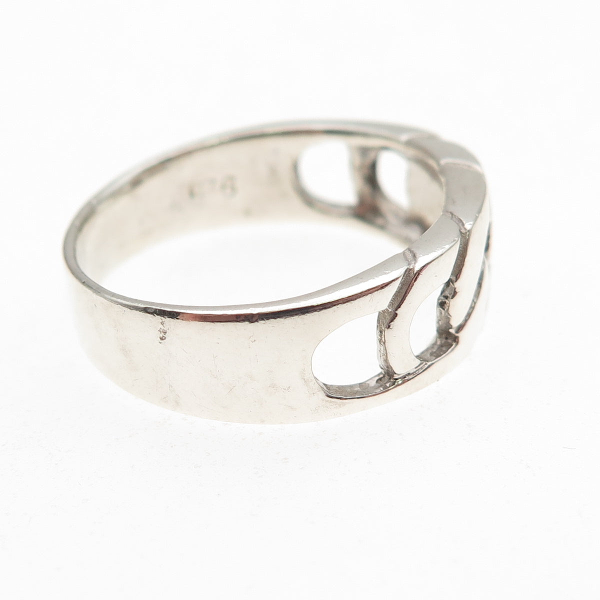 925 Sterling Silver Vintage Cuban Link Ring Size 10.75