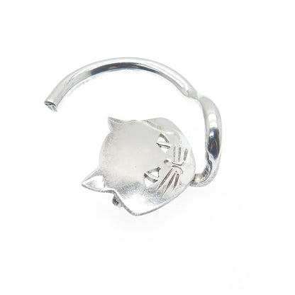 925 Sterling Silver Vintage Mexico Modernist Cat Pin Brooch