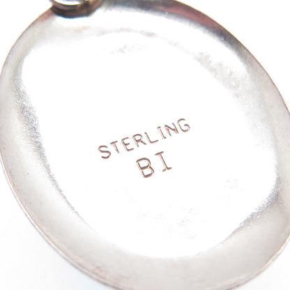 Old Pawn 925 Sterling Silver Vintage BI Southwestern Black Onyx Tribal Pendant