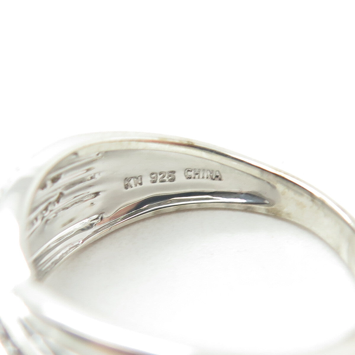 KN KAJAL NAINA 925 Sterling Silver Real Round-Cut Diamond Ring Size 11.25