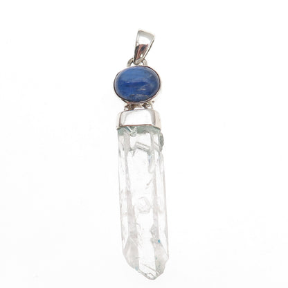 925 Sterling Silver Vintage Real Sapphire & Clear Crystal Amulet Pendant