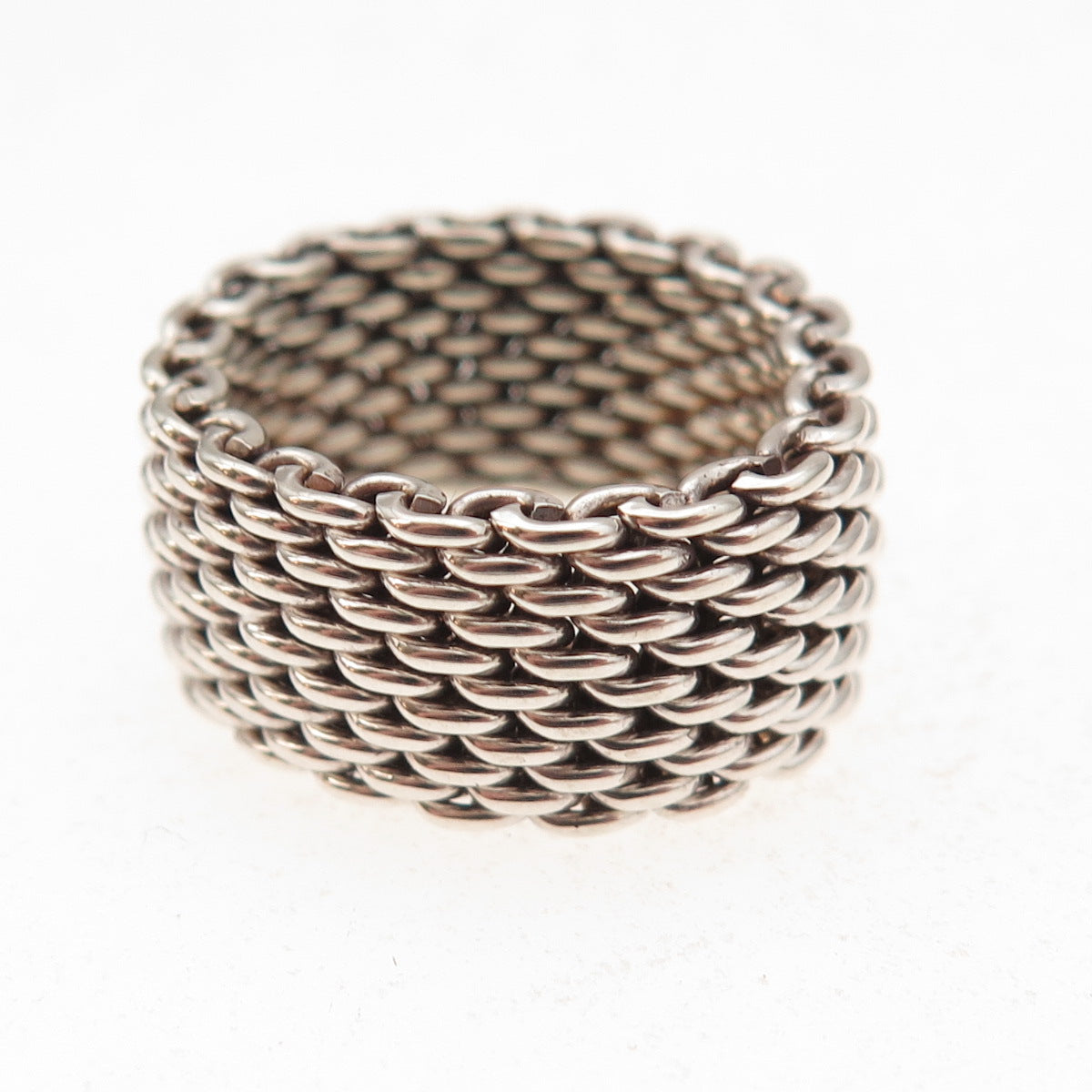 Tiffany & Co. 925 Sterling Silver Vintage Somerset Mesh Ring Size 6.75