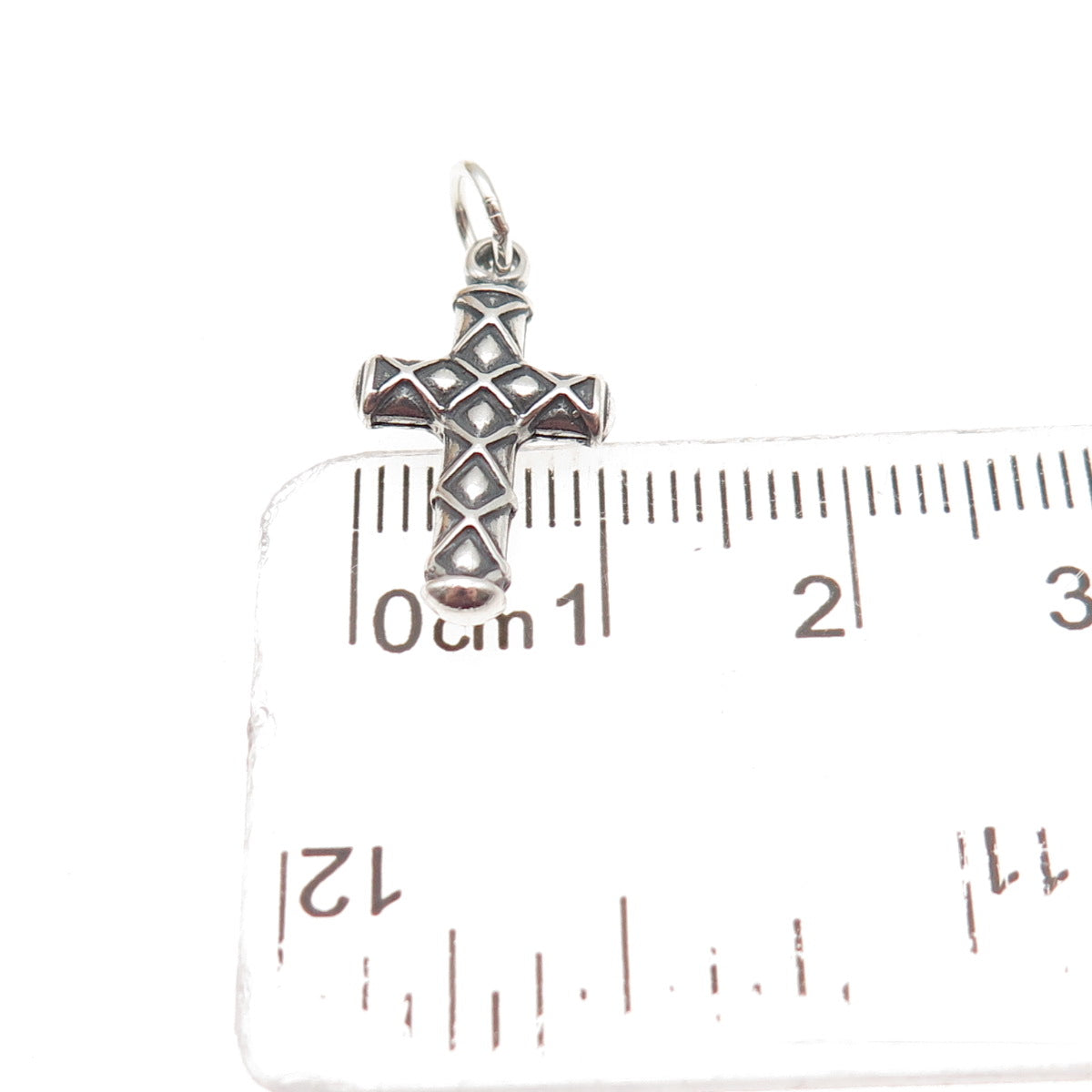 925 Sterling Silver Vintage Cross Oxidized Mini Charm Pendant