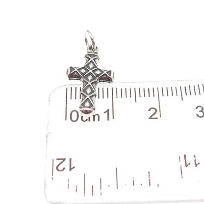 925 Sterling Silver Vintage Cross Oxidized Mini Charm Pendant
