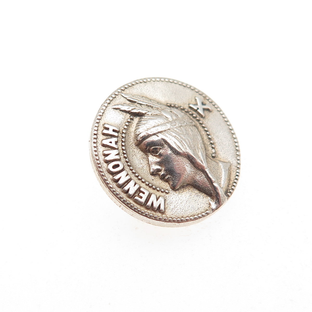 MAC NY 925 Sterling Silver Antique Art Deco Wennonah Indian Head Pin Brooch