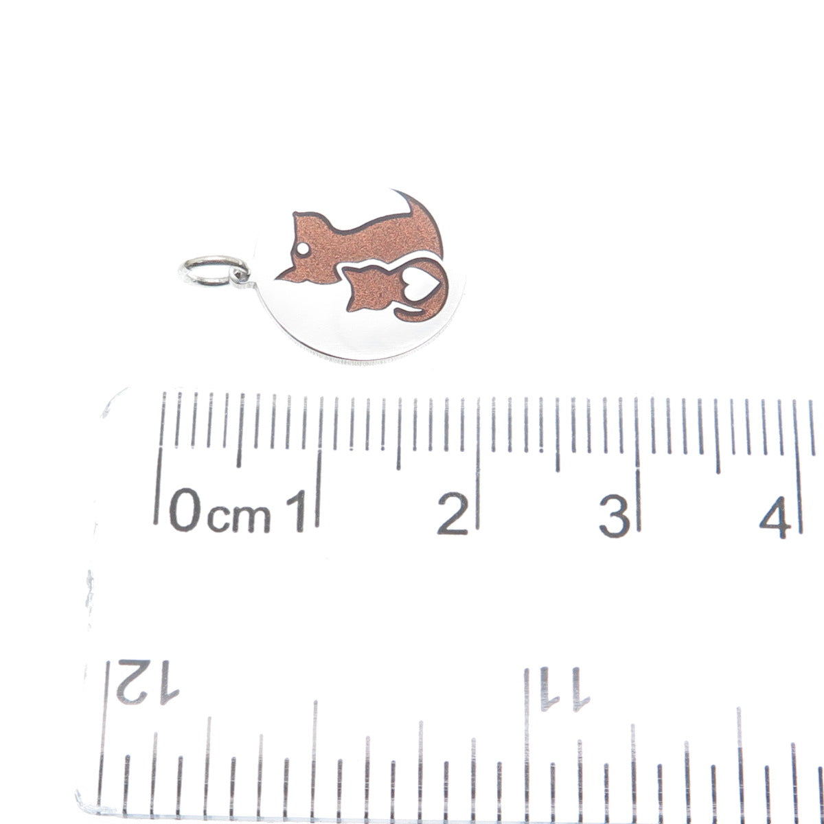 925 Sterling Silver Brown Enamel Cat & Dog Friendship Minimalist Charm Pendant