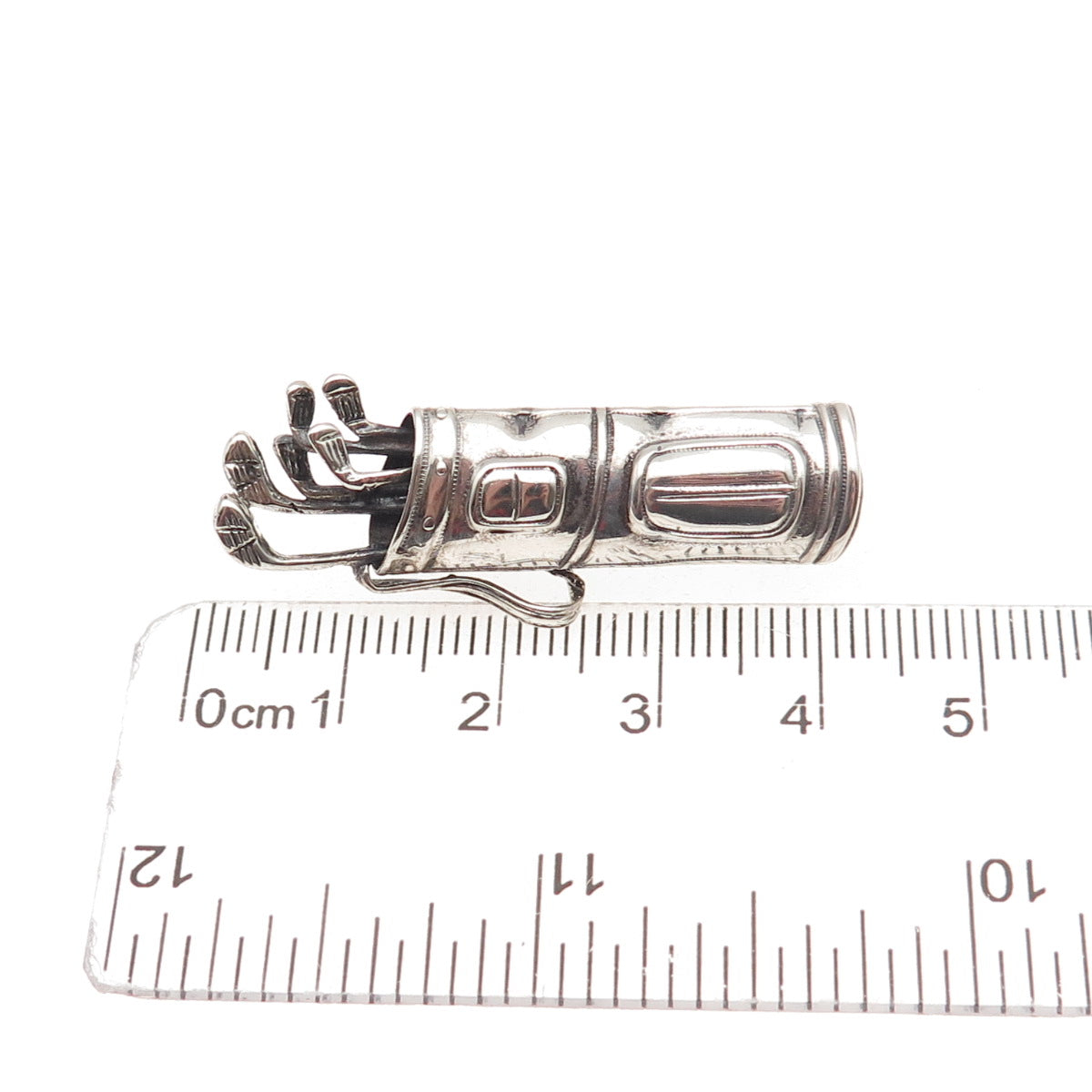 Beau 925 Sterling Silver Vintage Golf Club Oxidized Pin Brooch