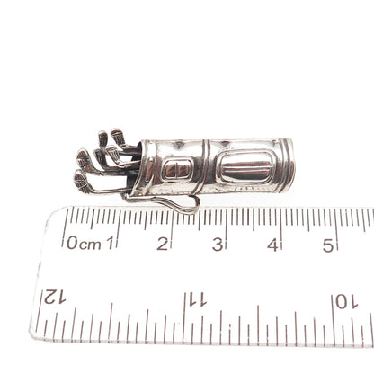 Beau 925 Sterling Silver Vintage Golf Club Oxidized Pin Brooch
