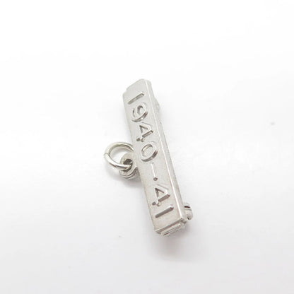 925 Sterling Silver Vintage "1940-41" Badge Plate Pendant Brooch