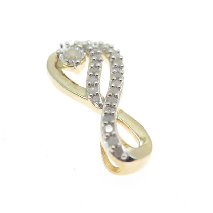 925 Sterling Silver Gold Plated Real Round-Cut Diamond Infinity Slide Pendant