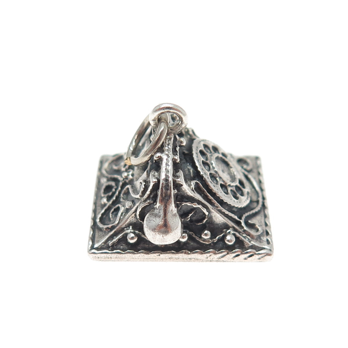 DANECRAFT Sterling Silver Antique Rotary Dial Retro Phone Minimalist 3D Pendant
