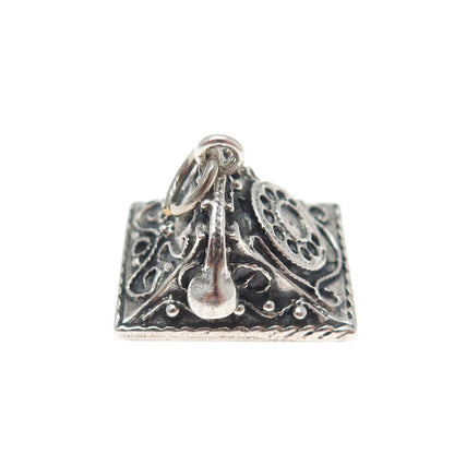 DANECRAFT Sterling Silver Antique Rotary Dial Retro Phone Minimalist 3D Pendant