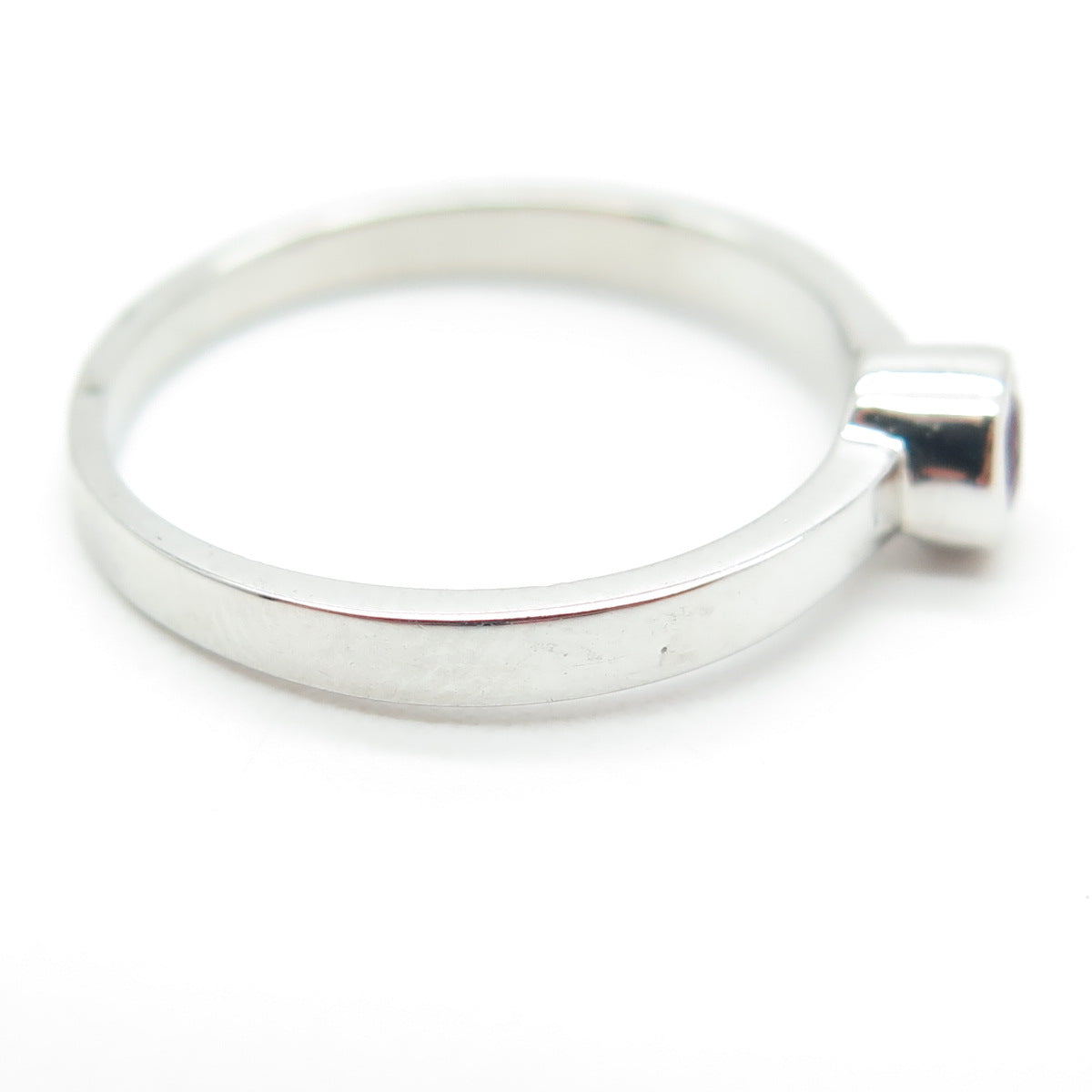 925 Sterling Silver Pink Round-Cut Shaped C Z Ring Size 7