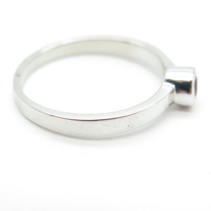 925 Sterling Silver Pink Round-Cut Shaped C Z Ring Size 7