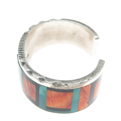 FRANK YELLOWHORSE NAVAJO Old Pawn Sterling MultiGem Bracelet 6.75" missing stone