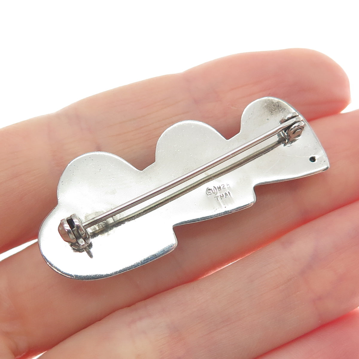 925 Sterling Silver Vintage Graduated Puffy Three Hearts Pin Brooch