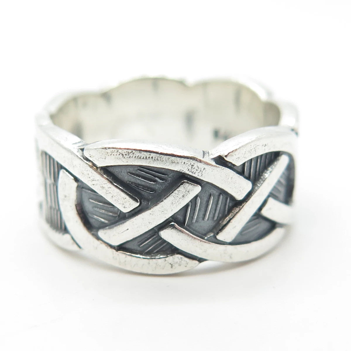 925 Sterling Silver Vintage Celtic Band Ring Size 7.5