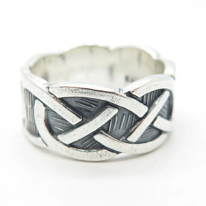925 Sterling Silver Vintage Celtic Band Ring Size 7.5