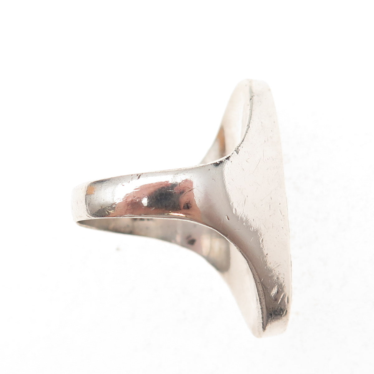 925 Sterling Silver Vintage Real Abalone Shell Modernist Oxidized Ring Size 8.5