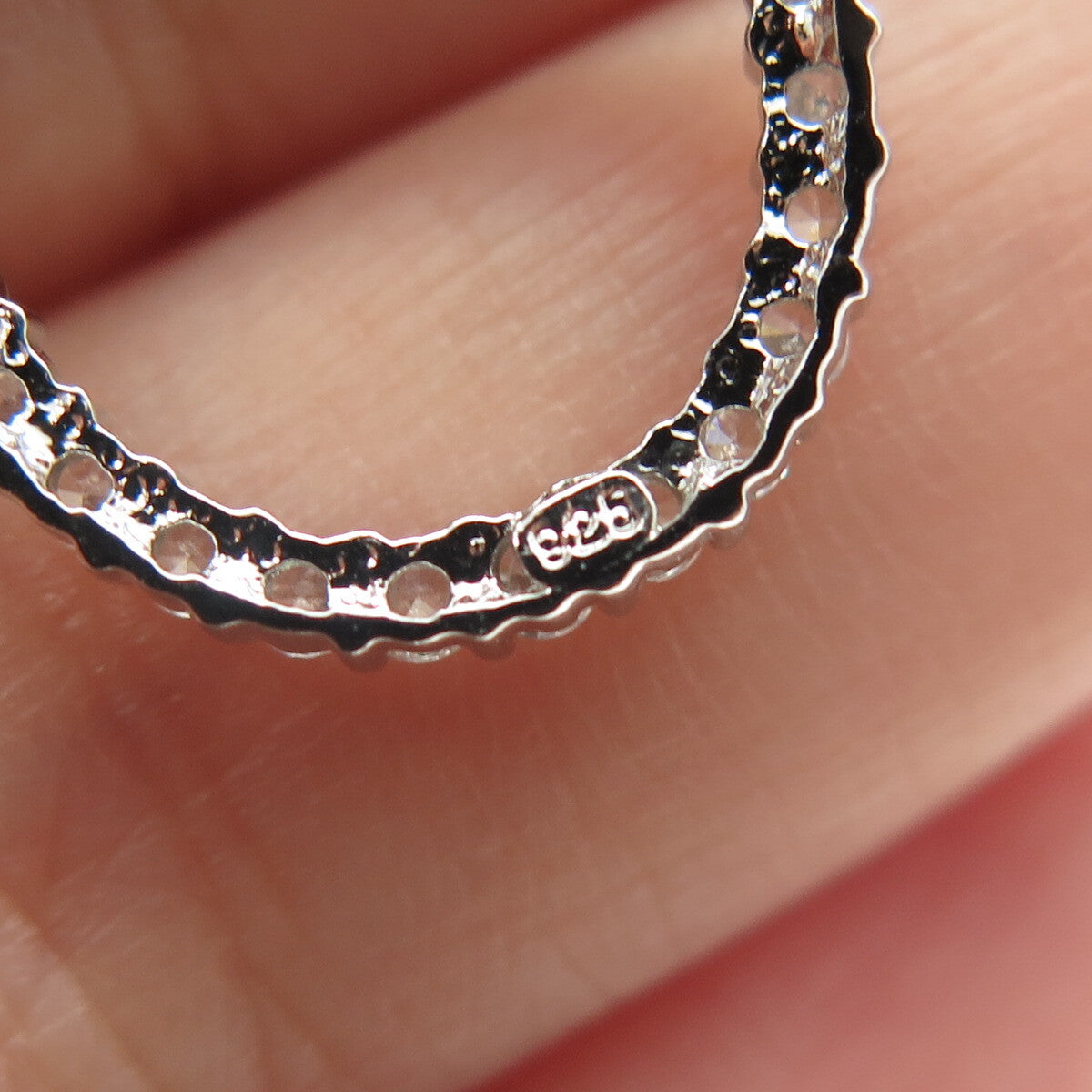925 Sterling Silver Round-Cut C Z Oval Circle Cable Chain Necklace 16-18"