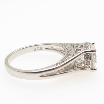 BGE BRADFORD 925 Sterling Silver Round-Cut C Z Engagement Ring Size 8