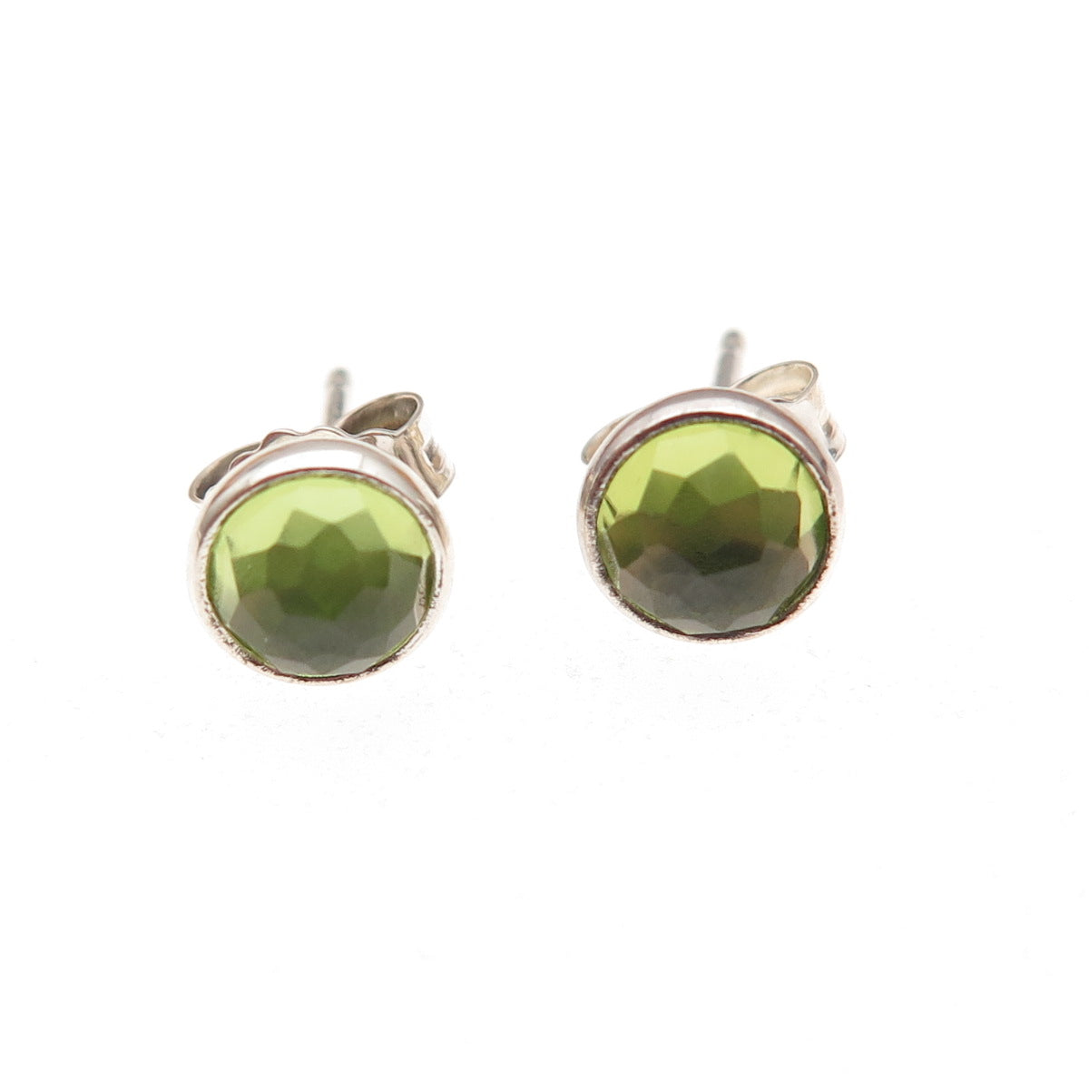 Pandora 925 Sterling Silver Real Peridot August Birthday Blooms Stud Earrings