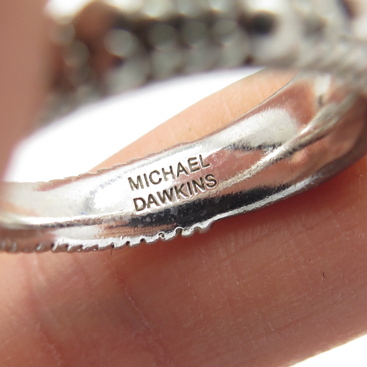 MICHAEL DAWKINS 925 Sterling Silver Granulated Oxidized Ring Size 8