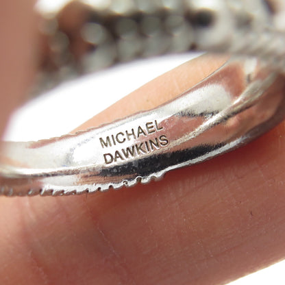 MICHAEL DAWKINS 925 Sterling Silver Granulated Oxidized Ring Size 8